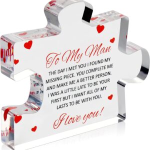 valentines day gift for boyfriend engraved acrylic block puzzle 4.1 x 3.5 inch gifts for him for husband fiance birthday gifts,