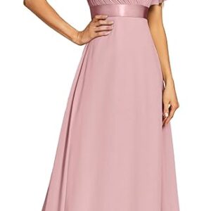 ever pretty women's summer short sleeve chiffon empire waist floor length formal bridesmaid dress mother of bride dresses