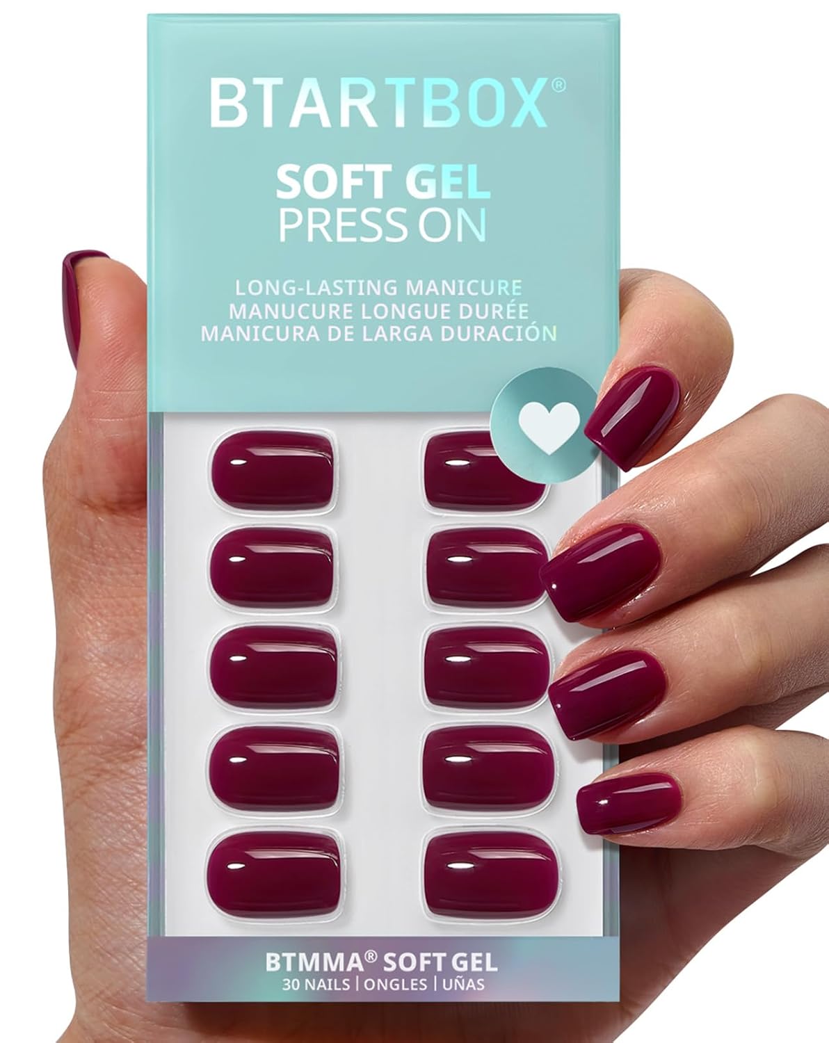 btartbox press on nails short plum red squoval press on nails with glue for women, opaque soft gel glue on nails in 15 sizes 30 stick on nails kit, blackberry btartbox press on nails short plum red squoval press on nails with glue for women, opaque soft gel glue on nails in 15 sizes 30 stick on nails kit, blackberry
