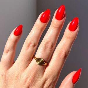 glamnetic press on nails fiery red | opaque bright red short almond fake nails, salon quality | 15 sizes 30 nail kit